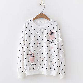 Polka Dot Rabbit Embroidered Sweater