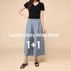 Set Of 2: Band-waist Wide-leg Pants