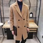 Double-breasted Lapel Knit Coat