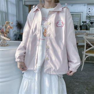 Rabbit Embroidered Button Jacket