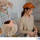 Tie-back V-neck Long Sleeve Top