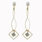 Faux Pearl Square Dangle Earring Soft-padded Clip On Earring - Gold - One Size