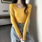 Long Sleeve Square Neck Crop T-shirt