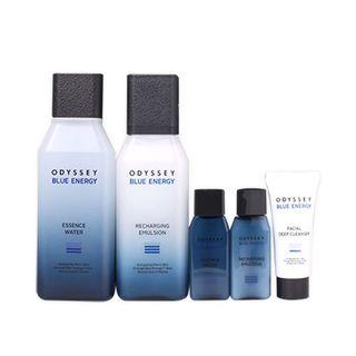 Odyssey - Blue Energy Recharging Set: Emulsion 150ml + Essence Water 180ml + Essence Water 25ml + Emulsion 25ml + Cleanser 20ml 5pcs