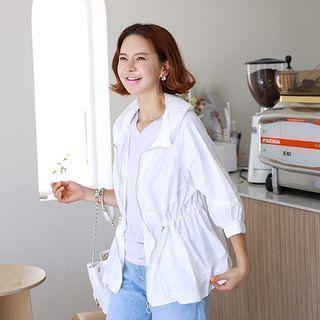 Hooded Zipped Peplum Jacket