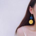 Color Block Earring Blue Square & Circle - Yellow - One Size