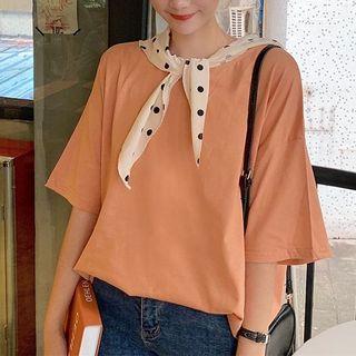 Mock Two-piece Short-sleeve Dotted Panel T-shirt