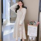 Set: Midi Floral A-line Dress + Shrug