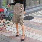 Frilled Glen-plaid H-line Skirt