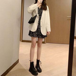 Plain Blazer / Floral Mini A-line Dress / Set