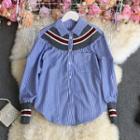 Color Block Knit Panel Shirt