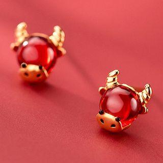 Cow Faux Crystal Sterling Silver Earring