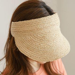 Textured-trim Straw Sun Cap Light Beige - One Size