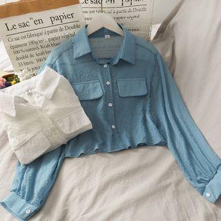 Cropped Loose-fit Sheer Light Shirt