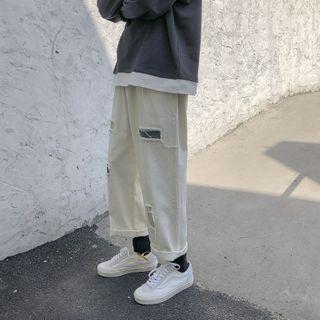 Cropped Distressed Straight Fit Pants