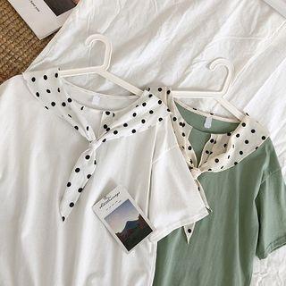 Polka Dot Panel Crewneck Short-sleeve Top