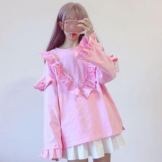 Frilled Long-sleeve Sweatshirt