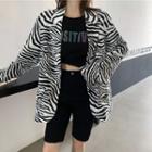 Open-front Zebra Print Blazer As Shown In Figure - One Size