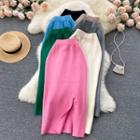 Plain Slit Knit Maxi Skirt