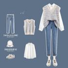 Knit Vest / Shirt / Jeans / Set