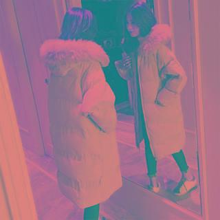 Fluffy Trim Hoode Padded Long Jacket