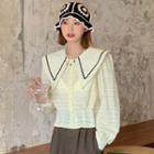 Long-sleeve Peter Pan-collar Crinkle Crop Shirt
