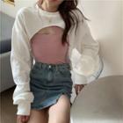 Puff-sleeve Cropped Sweatshirt / Top