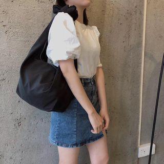 Tie-strap Canvas Zip Hobo Bag