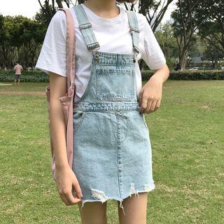 Fray Hem Dungaree Dress