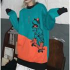 Dinosaur Two-tone Sweater As Shown In Figure - One Size