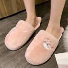 Whale Embroidered Furry Slippers