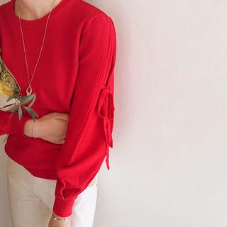 Beribboned Balloon-sleeve Sweater