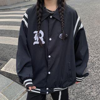 Lettering Loose Fit Baseball Jacket