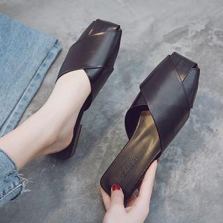 Square-toe Cross Strap Mules