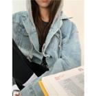Denim Loose-fit Hooded Jacket As Figure - One Size