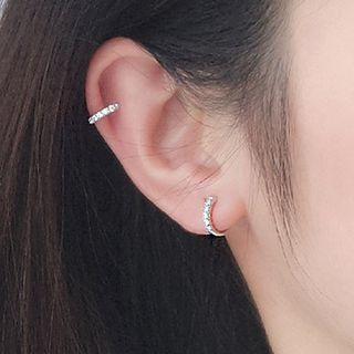 925 Sterling Silver Rhinestone Cuff Earring Clip On Earring - One Size