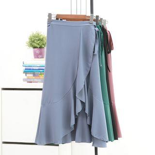 Ruffle-hem Tie-waist Skirt