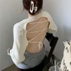 Cropped Lace-up Backless Sweater