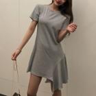 Plain Short-sleeve Irregular Dress