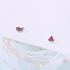 Non-matching Watermelon Stud Earring 1 Pair - Watermelon - Red - One Size