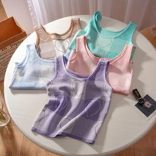Sleeveless Heart Print Knit Top