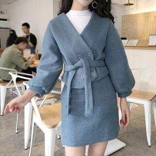 Set: Double Breasted Jacket + A-line Skirt