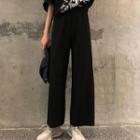 High-waist Loose-fit Wide-leg Pants Black - One Size