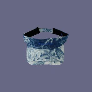 Lettering Tie-dye Denim Visor Hat Denim Blue - One Size
