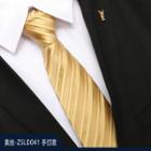 Genuine Silk Striped Neck Tie Zsld041 - Yellow - One Size