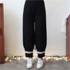 Contrast-trim Knit Pants Black - One Size
