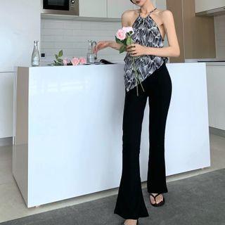 Halter-neck Print Camisole Top / Boot-cut Pants