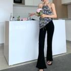 Halter-neck Print Camisole Top / Boot-cut Pants