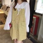 Lace-up Blouse / Pocket Detail Jumper Dress