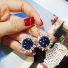Rhinestone Sunflower Earring 1 Pair - Sunflower - Blue - One Size